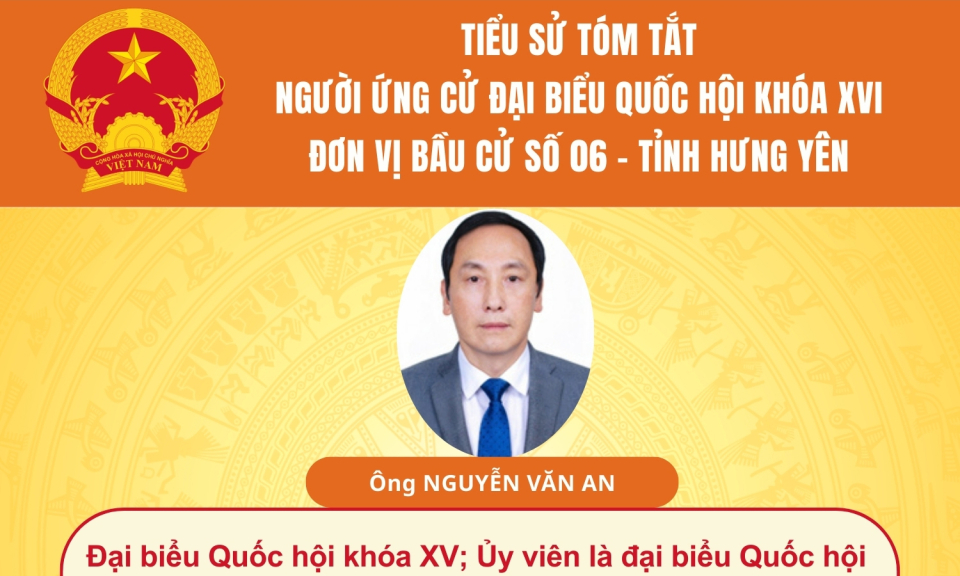 TIỂU SỬ VÀ CHƯƠNG TRÌNH HÀNH ĐỘNG CỦA NGƯỜI ỨNG CỬ ĐẠI BIỂU QUỐC HỘI KHÓA XVI: ÔNG NGUYỄN VĂN AN
