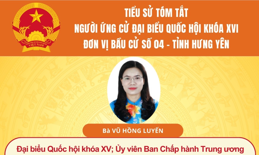 TIỂU SỬ VÀ CHƯƠNG TRÌNH HÀNH ĐỘNG CỦA NGƯỜI ỨNG CỬ ĐẠI BIỂU QUỐC HỘI KHÓA XVI: BÀ VŨ HỒNG LUYẾN