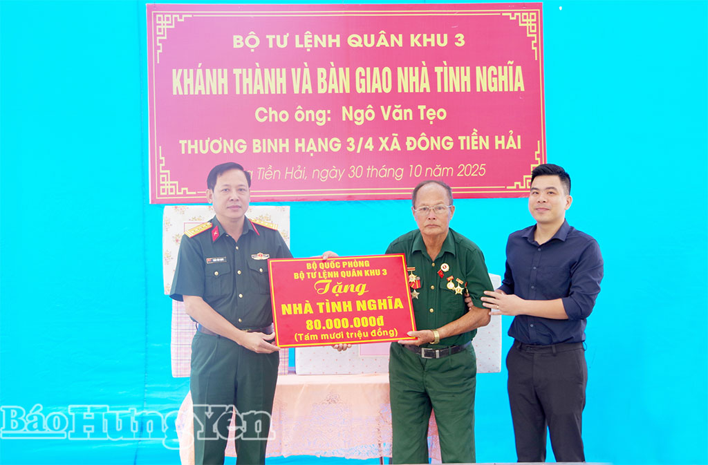 Khánh thành, bàn giao Nhà tình nghĩa cho thương binh hạng 3/4 tại xã Đông Tiền Hải